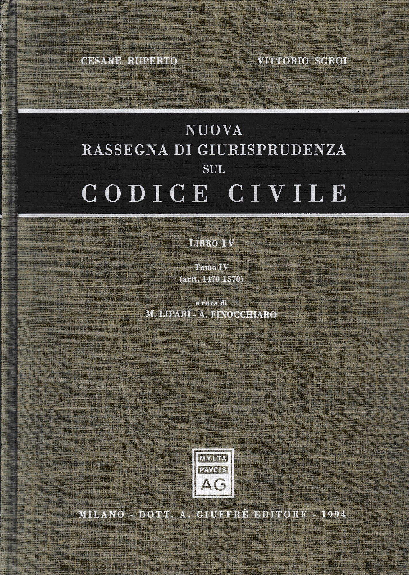 Nuova rassegna di giurisprudenza sul Codice civile. Artt. 1470-1570 (Vol. 4/4) - copertina