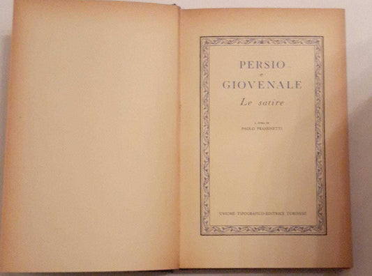 Persio e giovenale. Le satire. Volume decimo - copertina