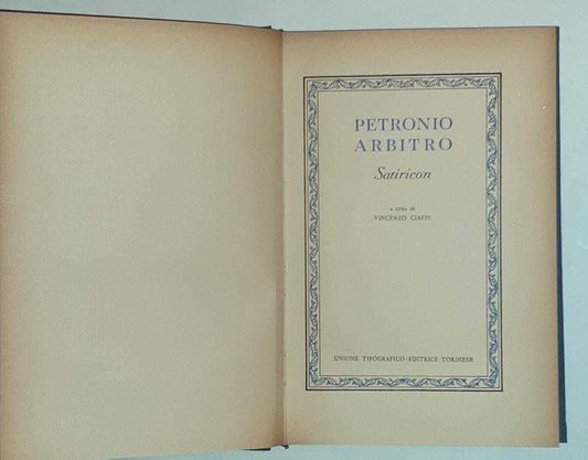 Petronio Arbitro. Satiricon. Volume primo - copertina