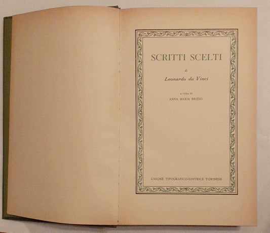Scritti scelti di Leonardo da Vinci. Volume quarantesimo - copertina