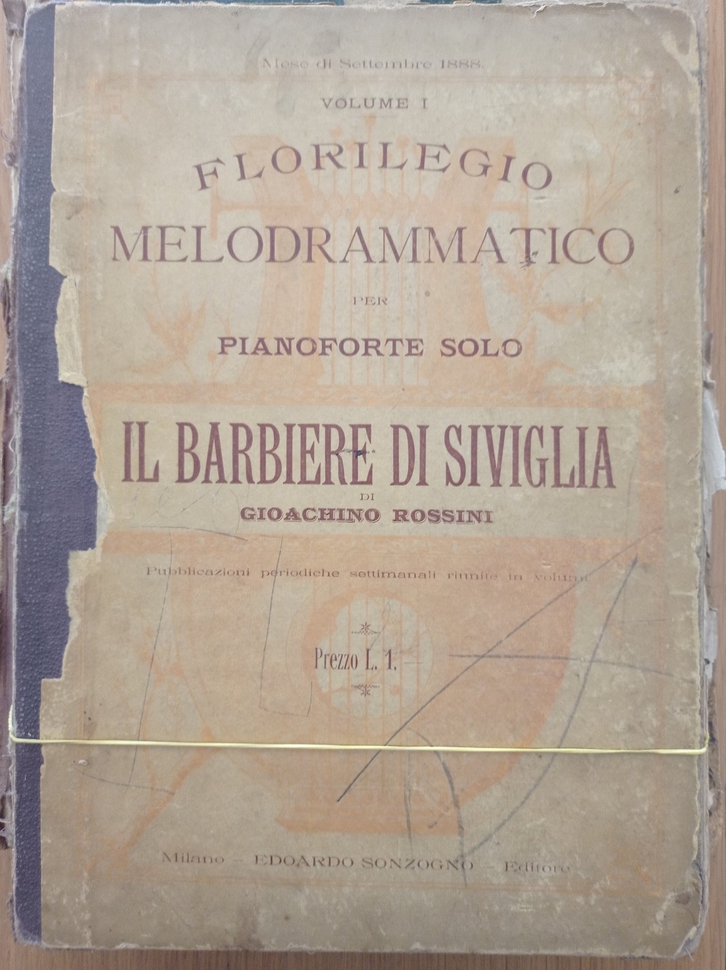 Florilegio melodrammatico per pianoforte solo IL BARBIERE DI SIVIGLIA - copertina