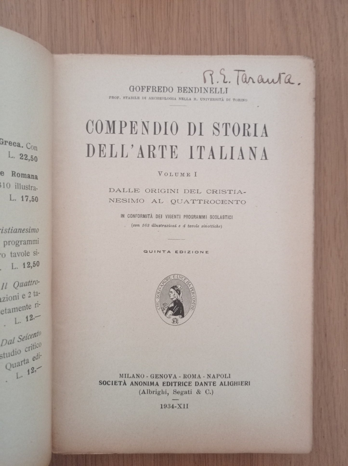 Compendio di storia dell'arte italiana - copertina