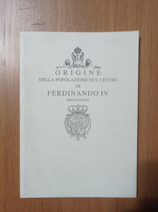Origine della popolazione di S. Leucio del 1789 - copertina