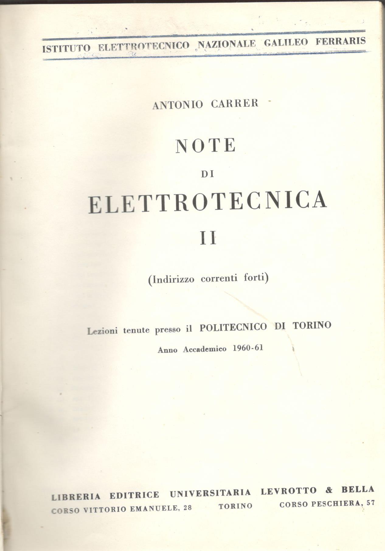 Note di elettrotecnica II (indirizzo correnti forti) - copertina