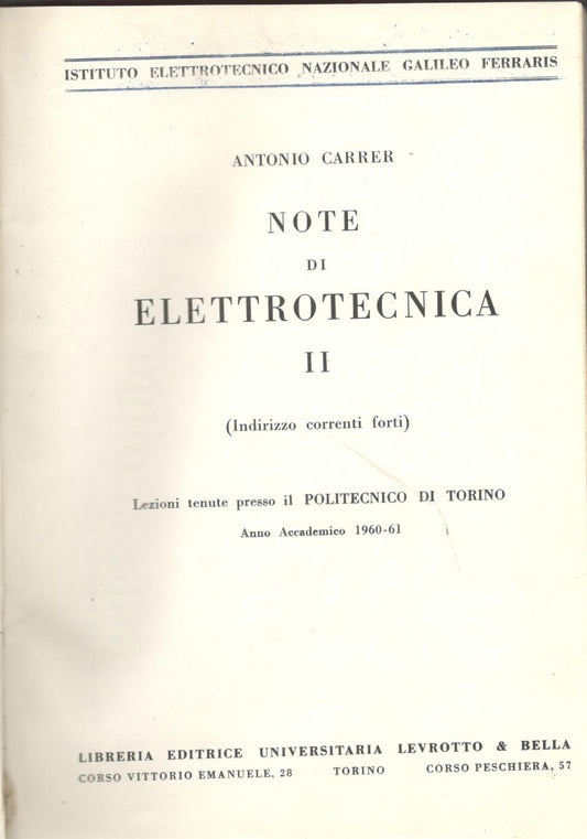 Note di elettrotecnica II (indirizzo correnti forti) - copertina