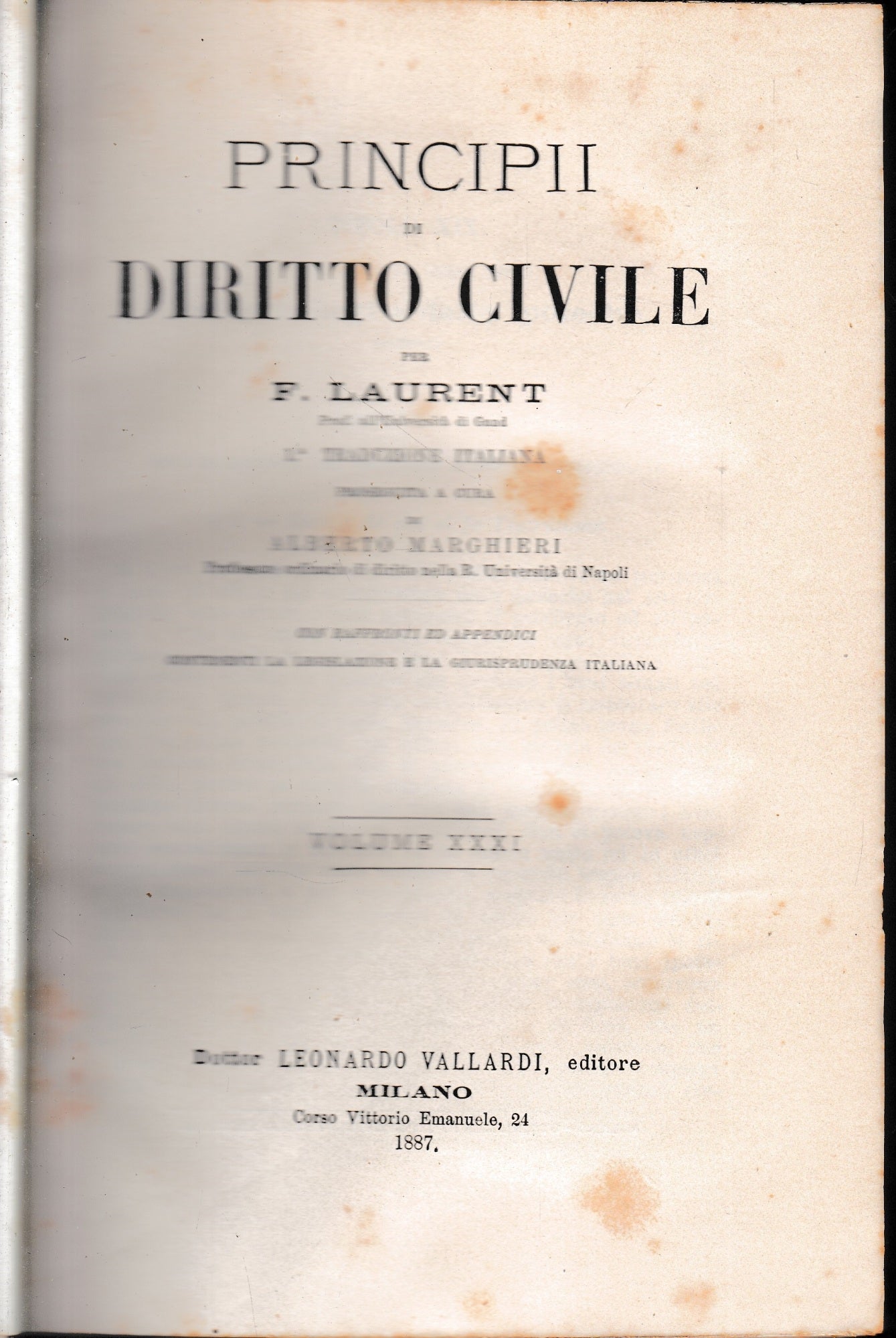 Principii di Diritto Civile, vol. 31 - copertina