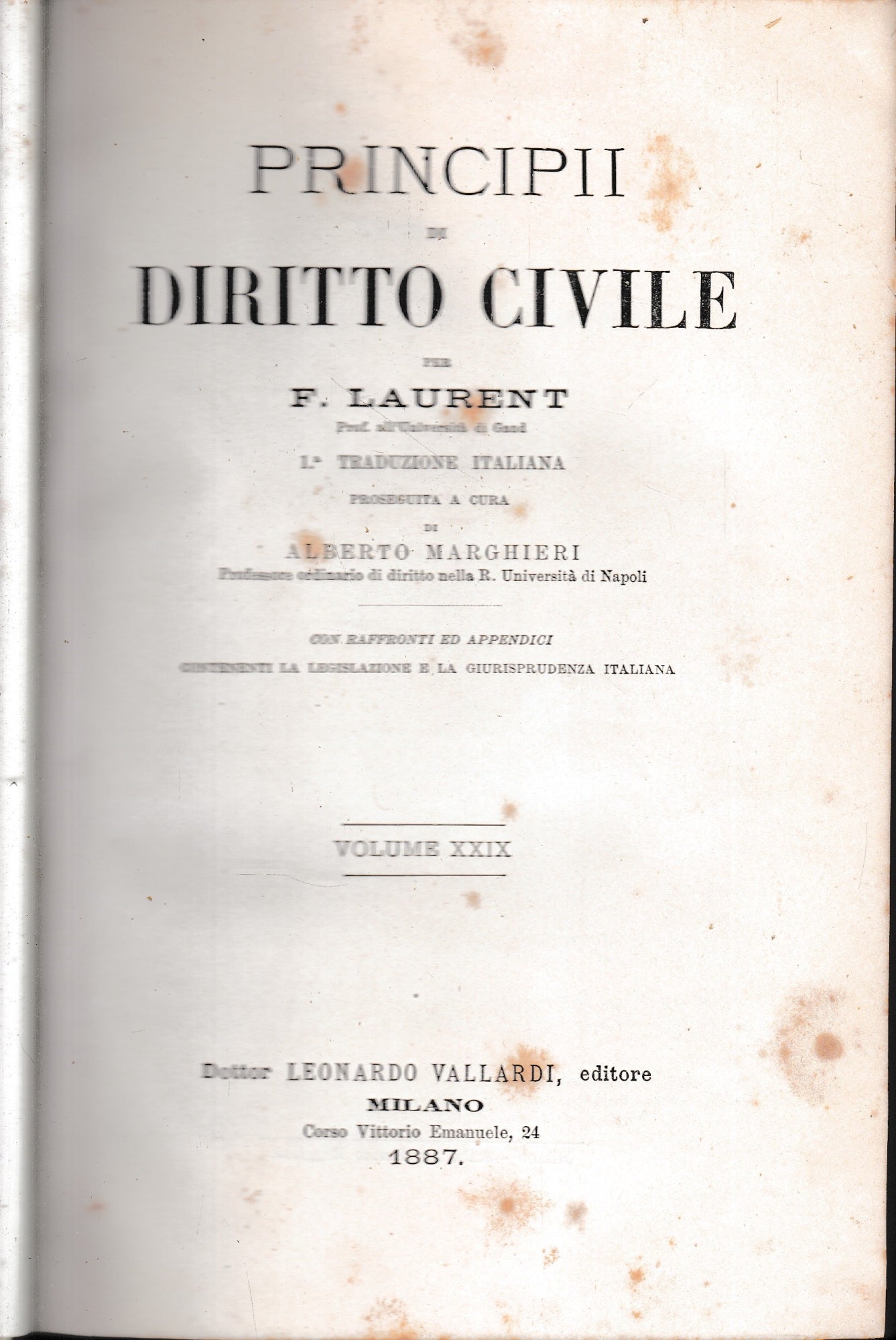 Principii di Diritto Civile, vol. 29 - copertina