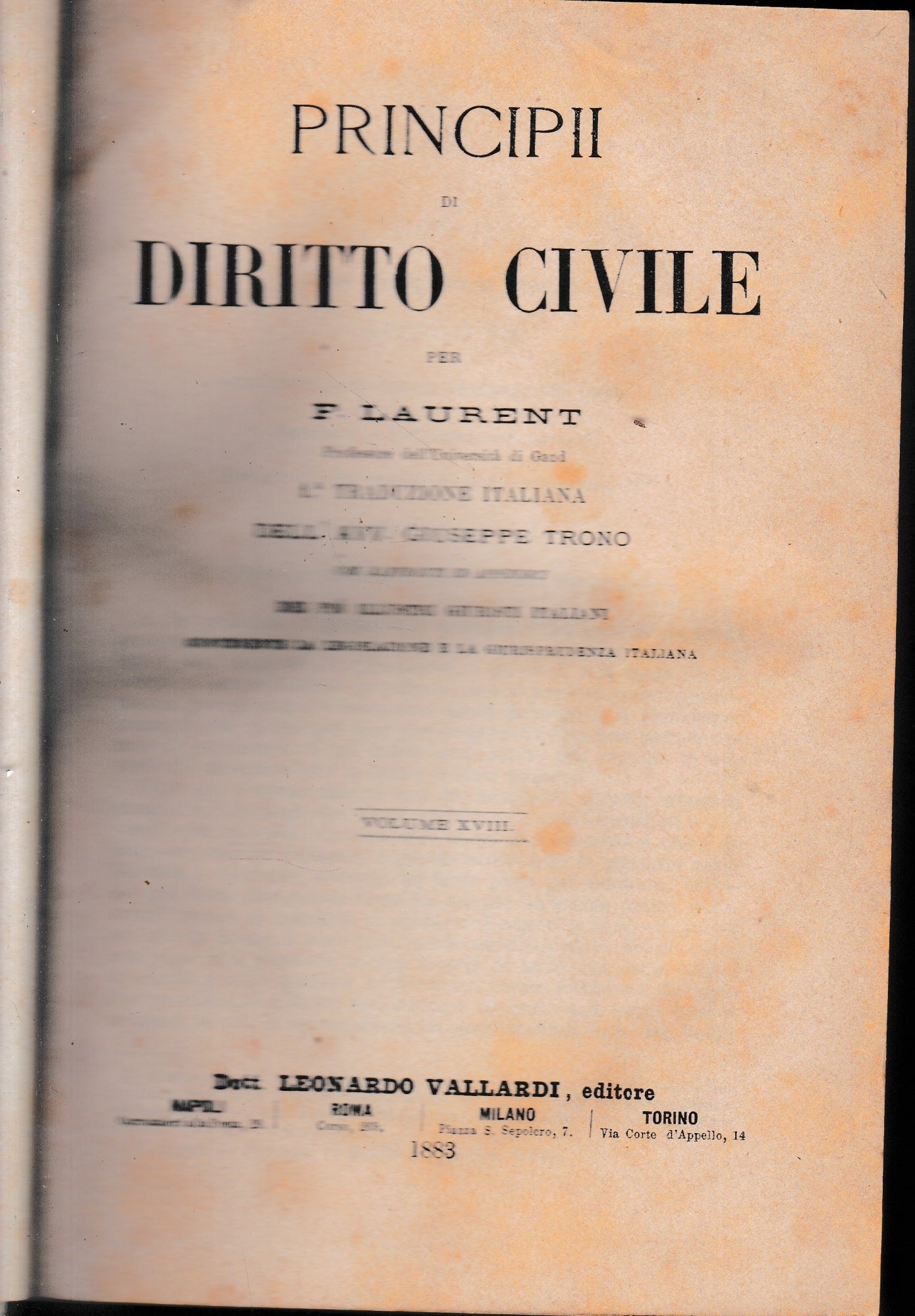 Principii di Diritto Civile, vol. 18 - copertina
