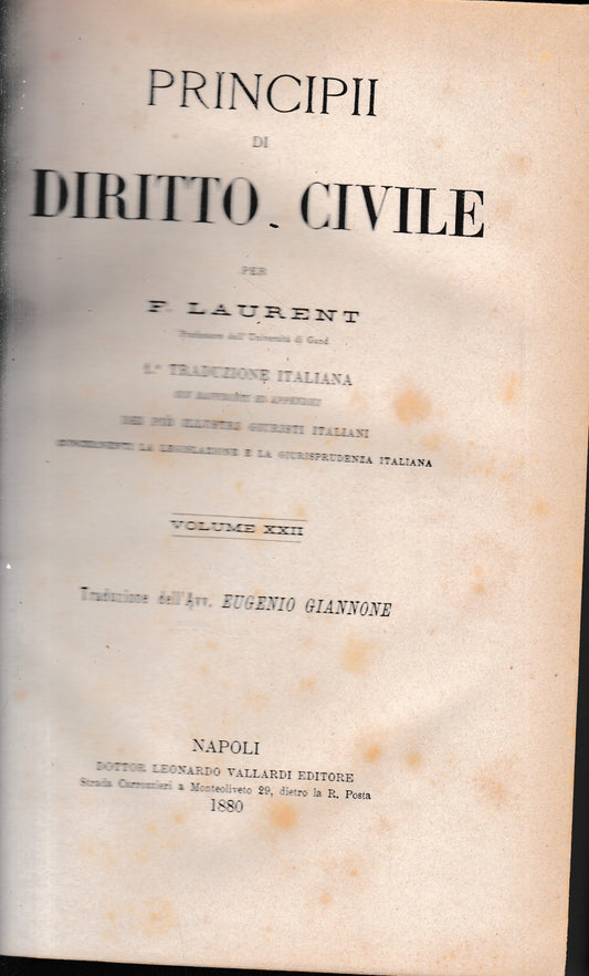 Principii di Diritto Civile, vol. 22 - copertina