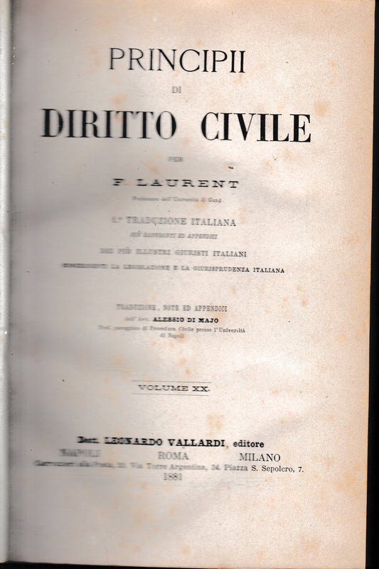 Principii di Diritto Civile, vol. 20 - copertina