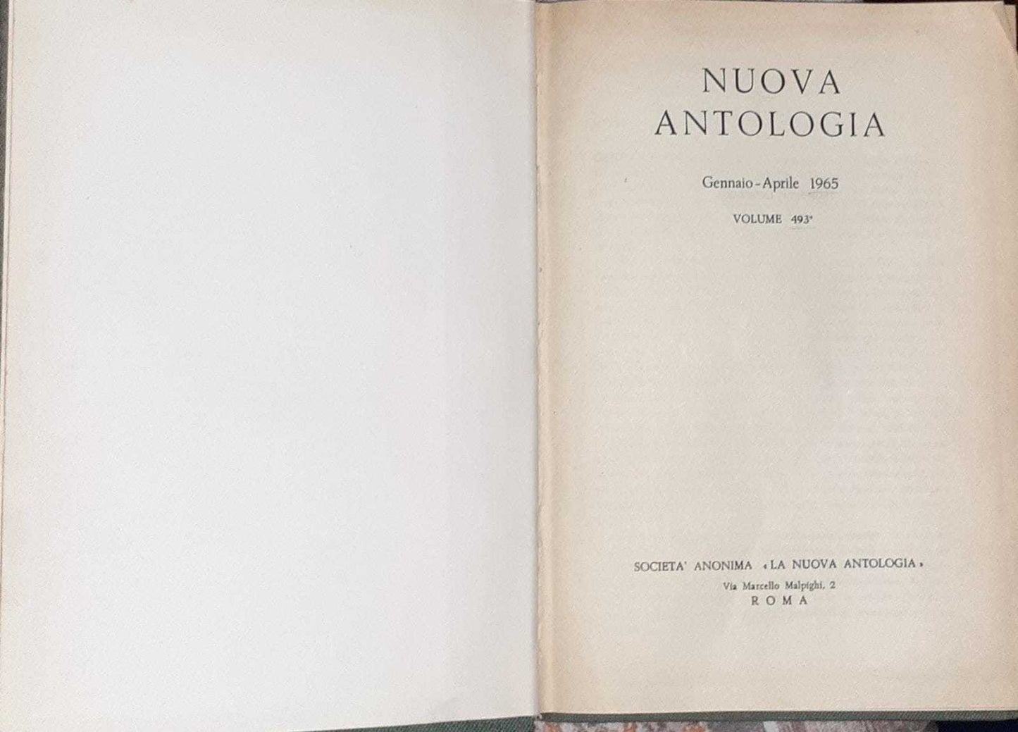 Nuova antologia. Gennaio-aprile 1965. Volume 493 - copertina