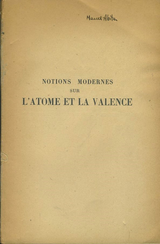 Notions modernes sur l'atome et la valence - copertina