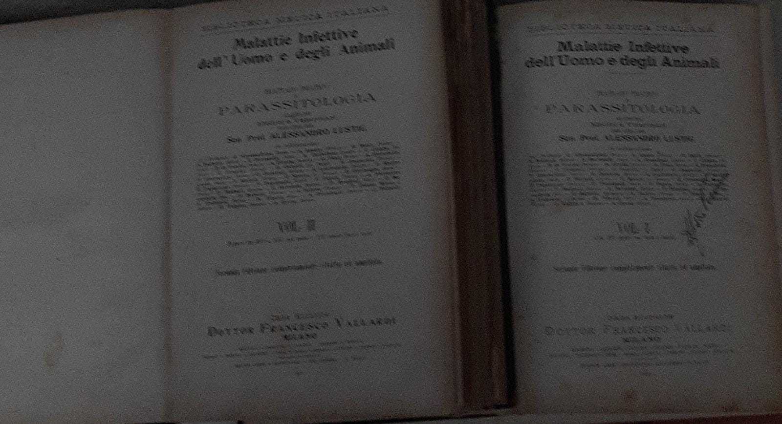 Malattie infettive dell'uomo e degli animali. Trattato di parassitologia ad uso dei medici e veterinari. Volume I II - copertina
