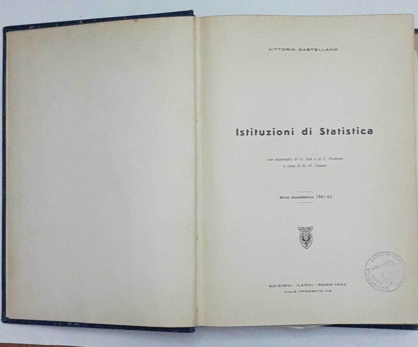 Istituzioni di statistica. Anno accademico 1961-62 - copertina