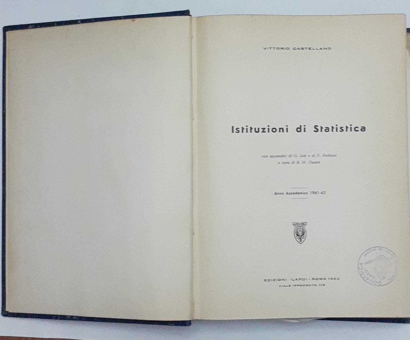 Istituzioni di statistica. Anno accademico 1961-62 - copertina