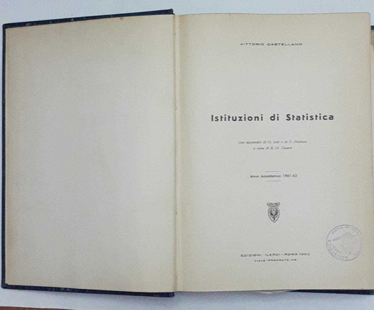 Istituzioni di statistica. Anno accademico 1961-62 - copertina