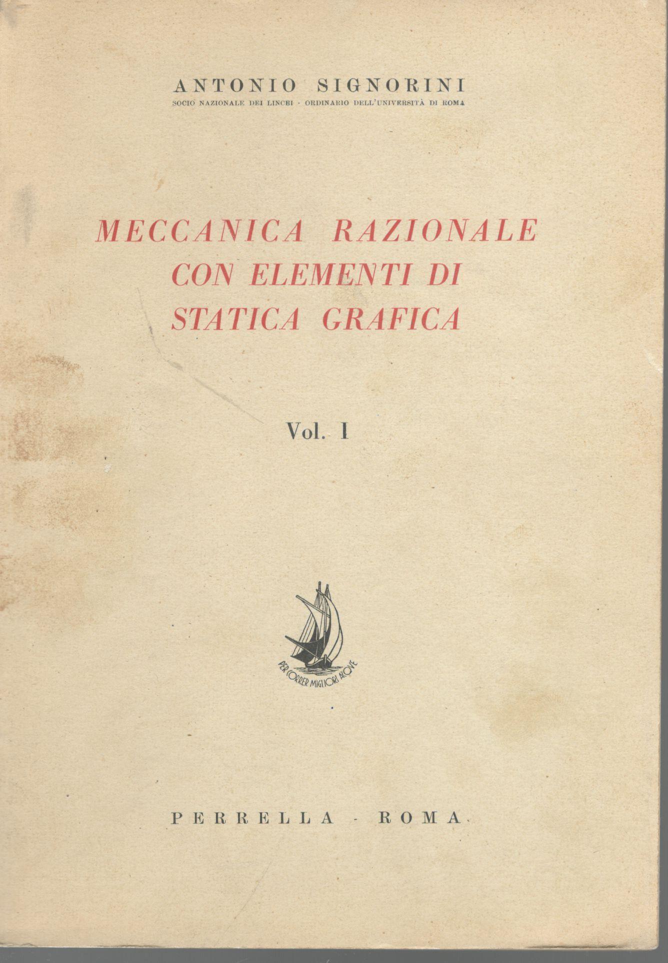 Meccanica razionale con elementi di statica grafica (vol. I) - copertina