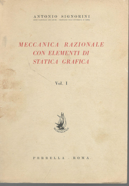 Meccanica razionale con elementi di statica grafica (vol. I) - copertina