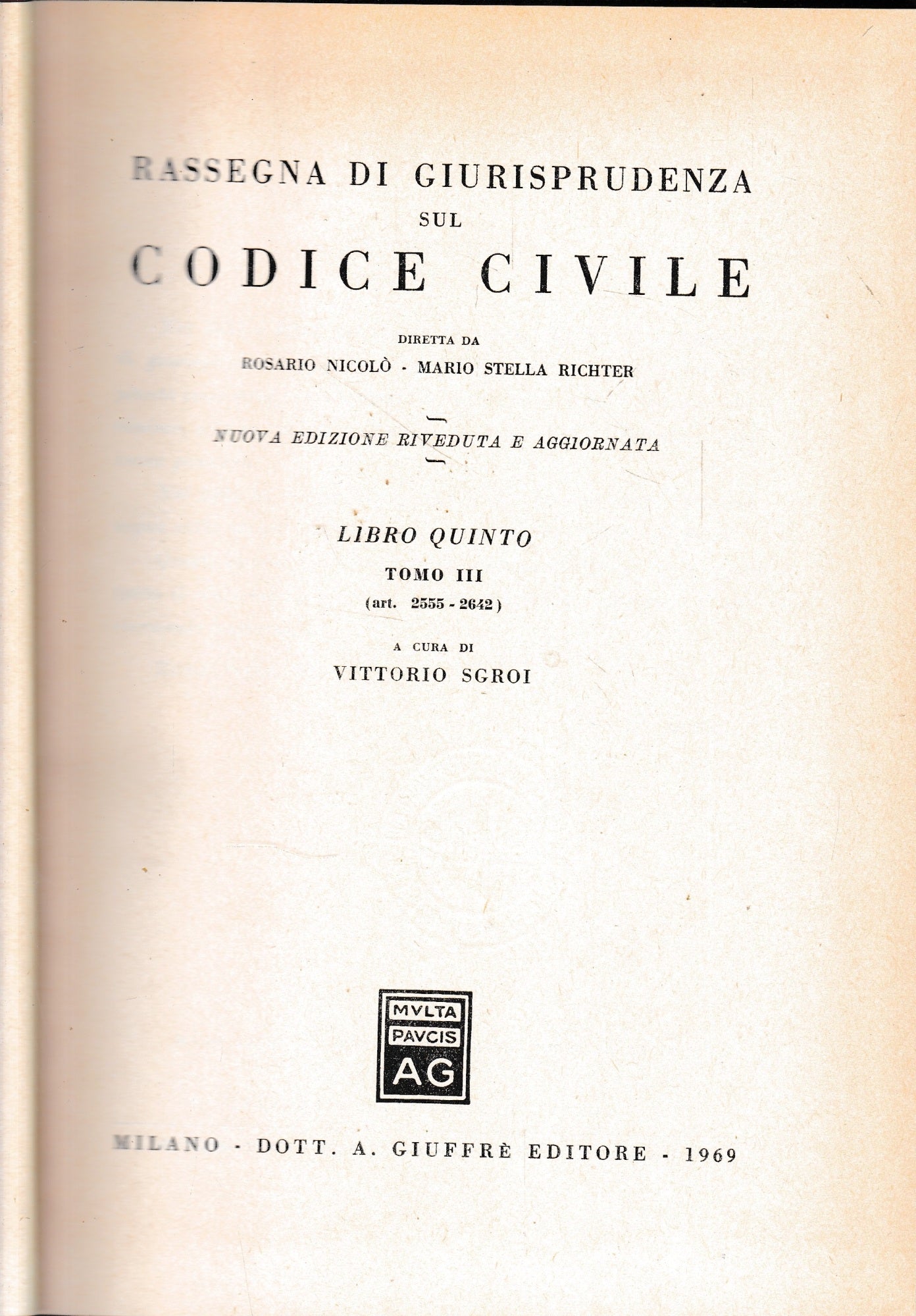 Rassegna di Giurisprudenza sul Codice Civile, libro 5, tomo 3 (art. 2555-2642) - copertina