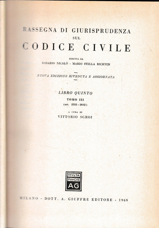 Rassegna di Giurisprudenza sul Codice Civile, libro 5, tomo 3 (art. 2555-2642) - copertina