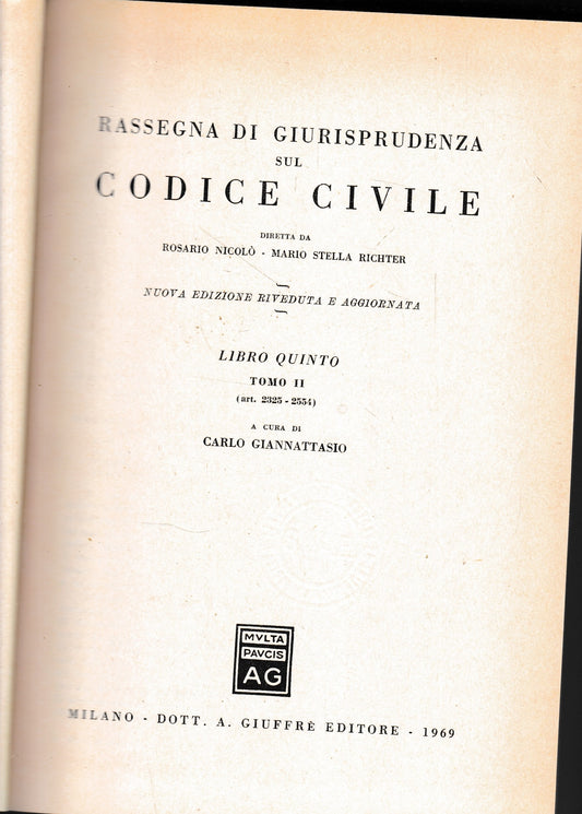 Rassegna di Giurisprudenza sul Codice Civile, libro 5, tomo 2 (art. 2325-2554) - copertina