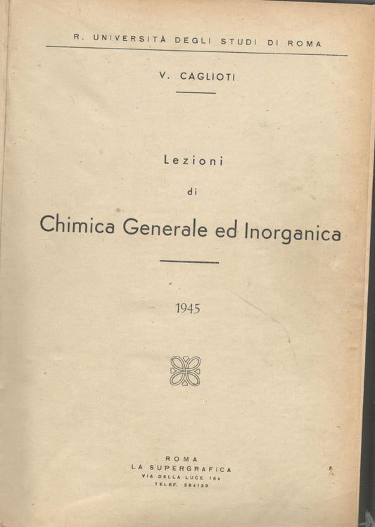 Lezioni di chimica generale ed inorganica - copertina