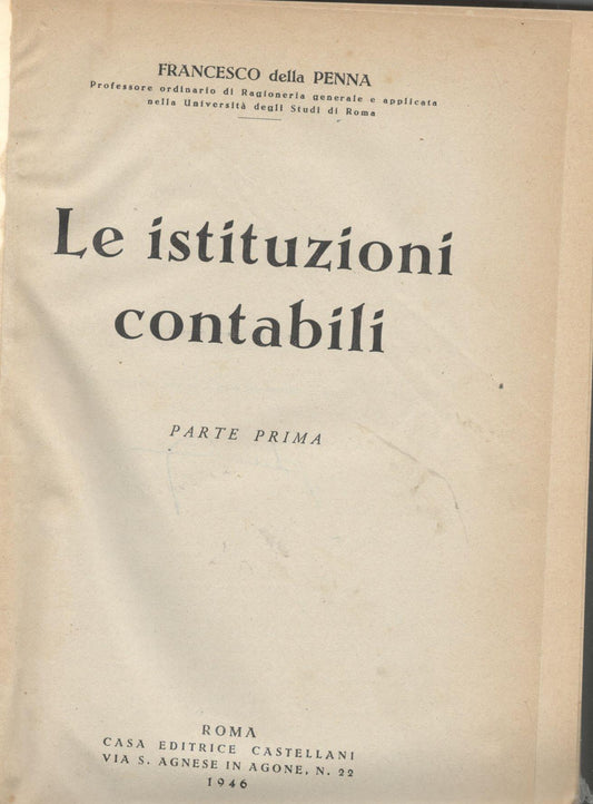 Le istituzioni contabili (parte prima) - copertina