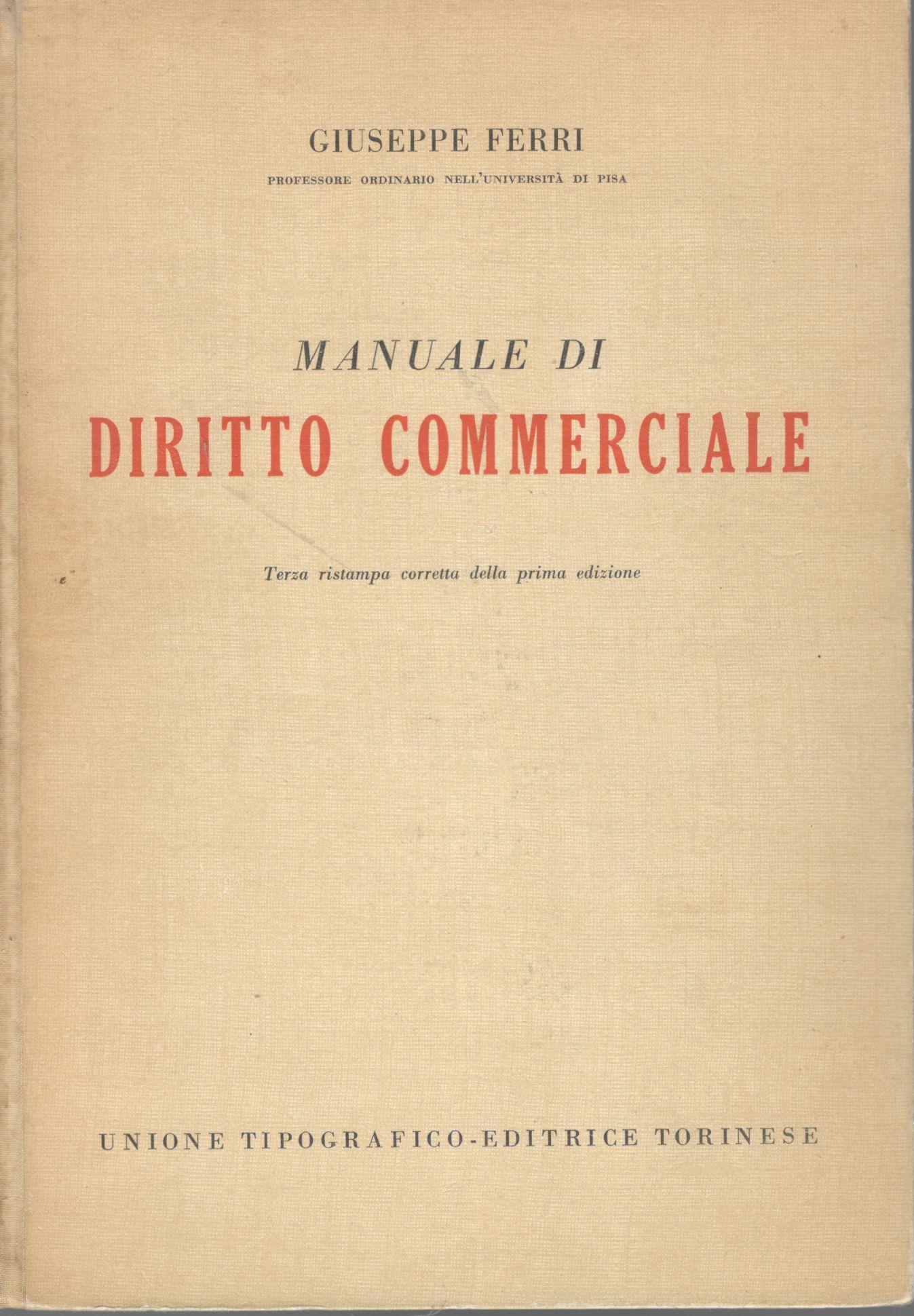 Manuale di diritto commerciale - copertina