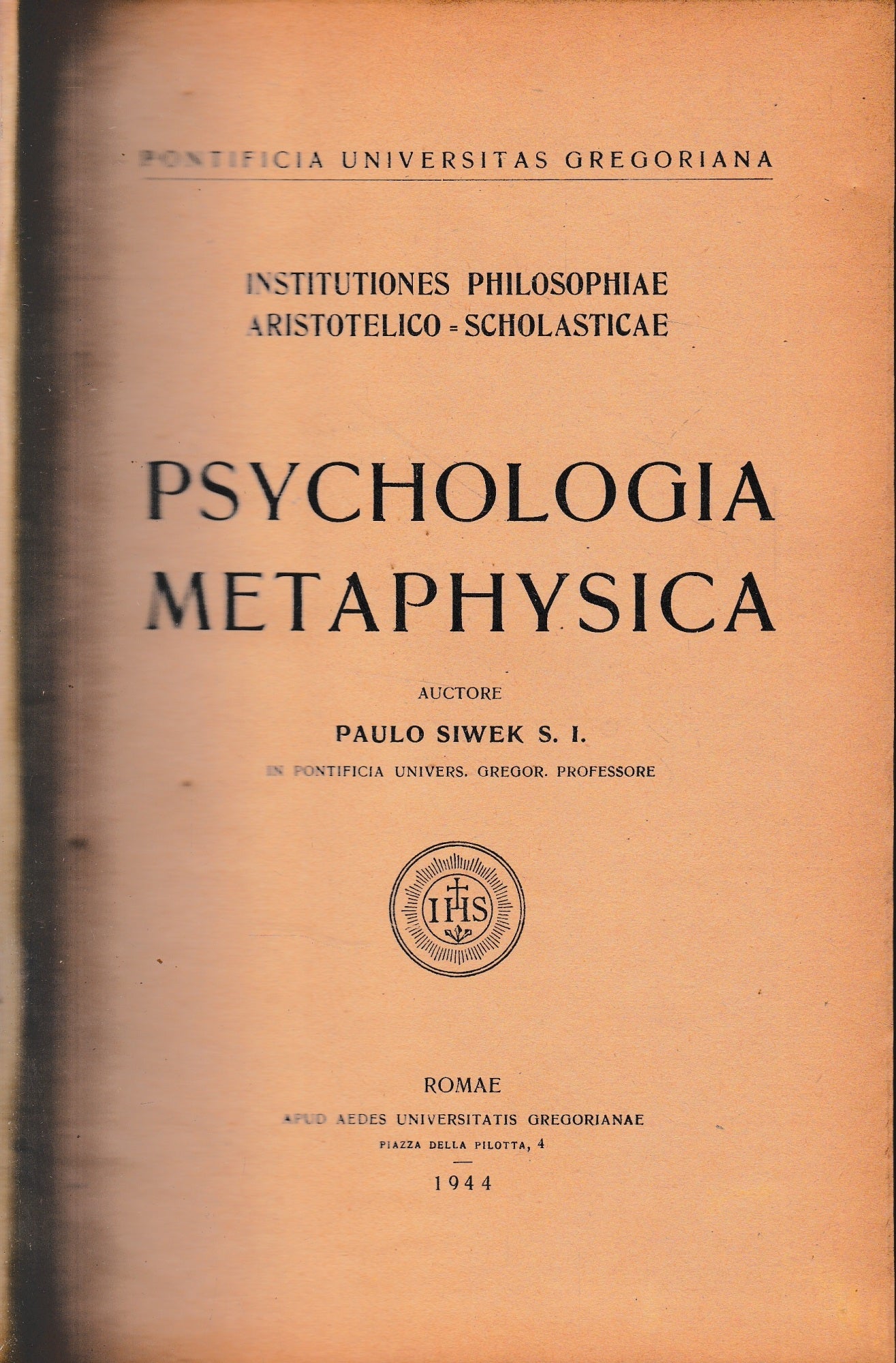 Psychologia Metaphysica - copertina