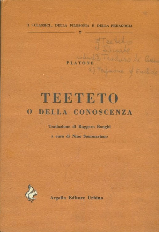 Teeteto o della conoscenza - copertina