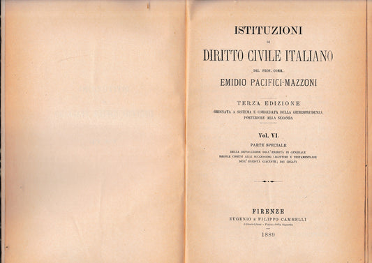Istituzioni di Diritto Civile Italiano, vol. VI - copertina