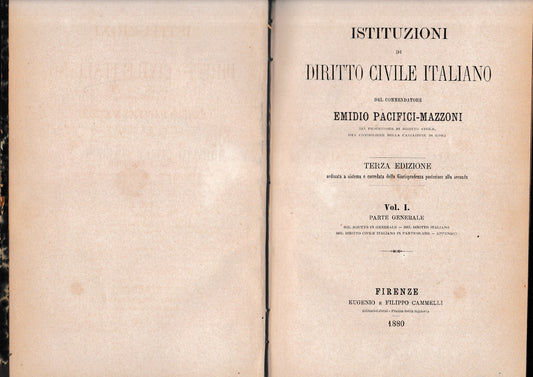 Istituzioni di Diritto Civile Italiano, vol. I - copertina
