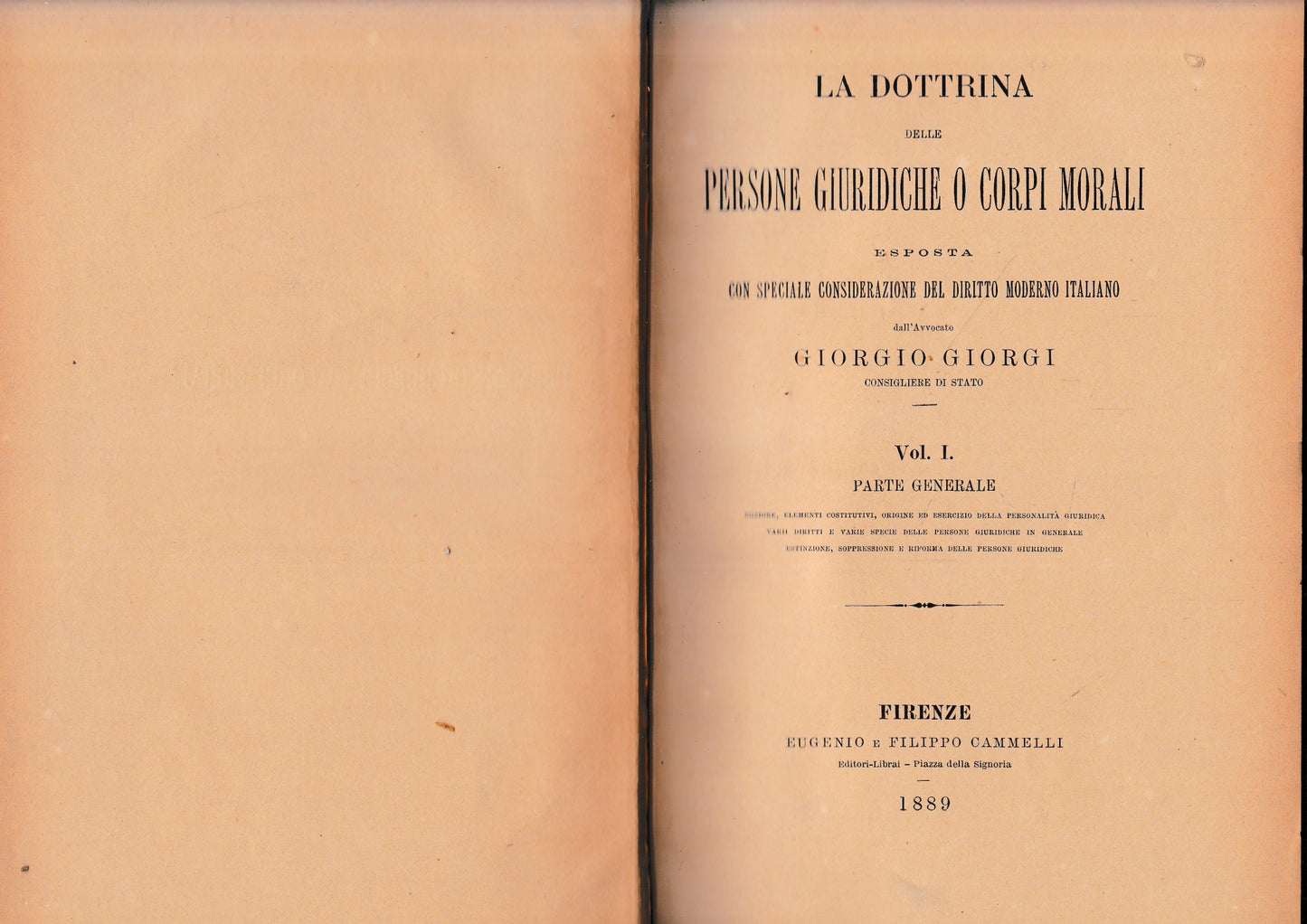 La dottrina delle persone giuridiche o corpi morali - copertina