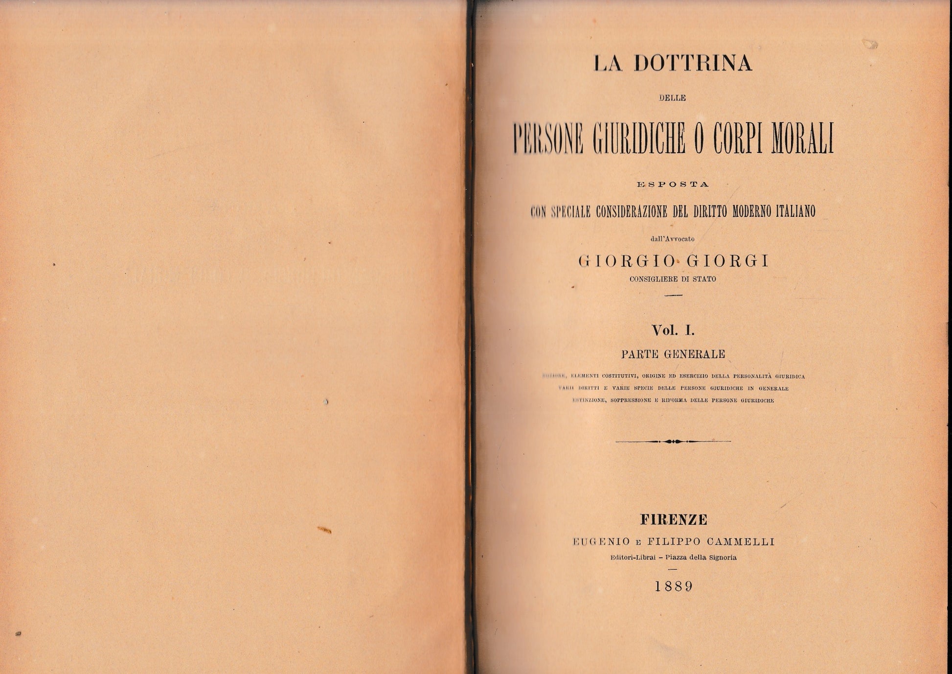 La dottrina delle persone giuridiche o corpi morali - copertina