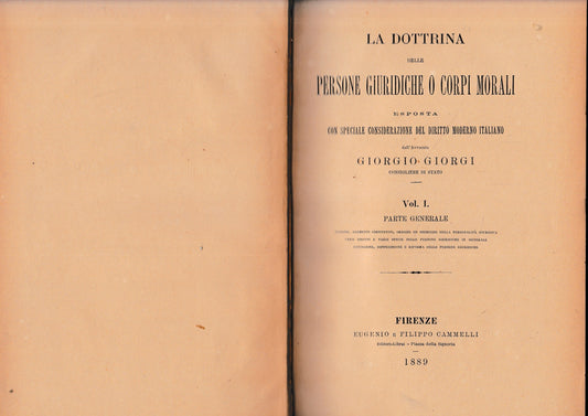 La dottrina delle persone giuridiche o corpi morali - copertina