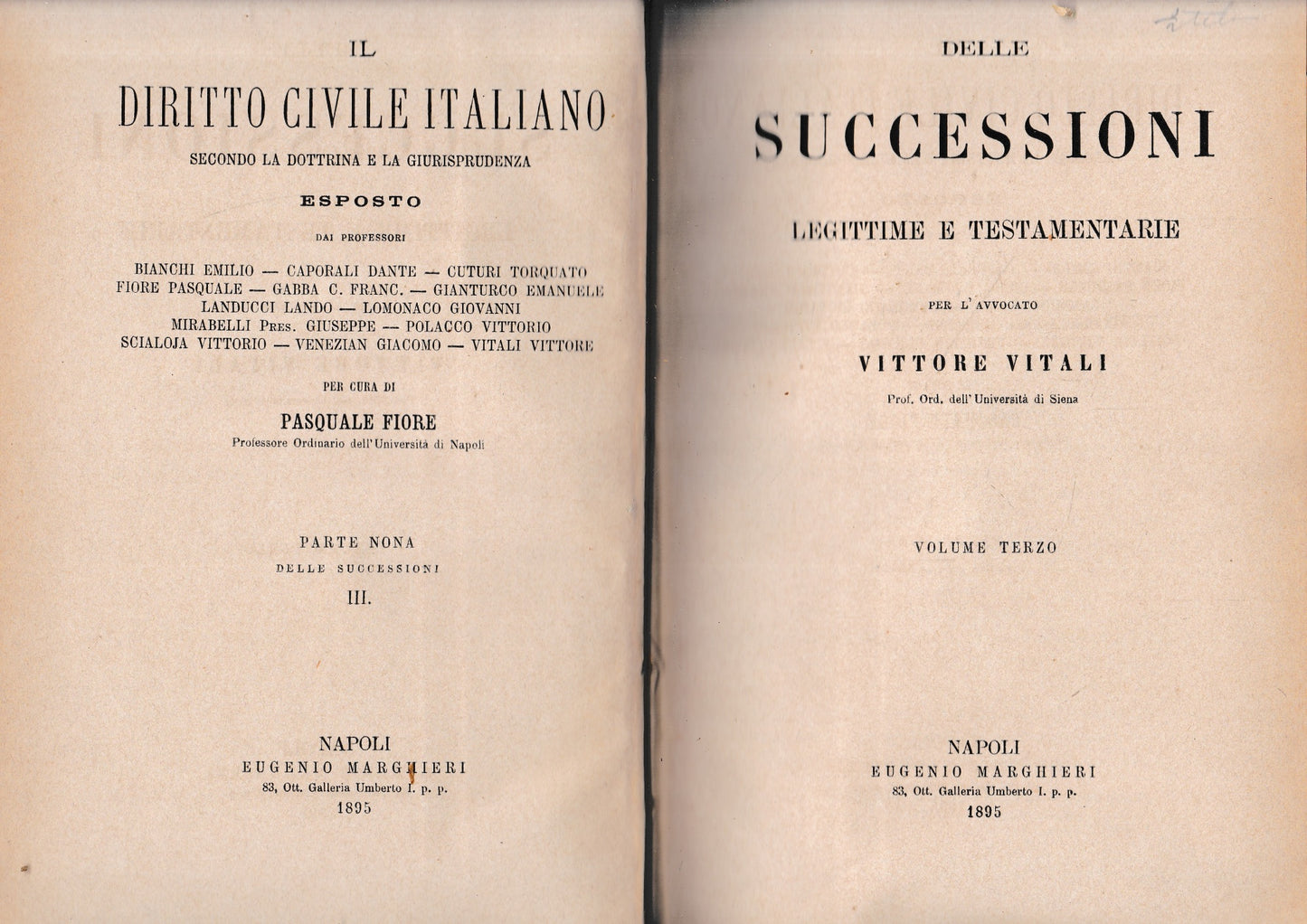 Delle successioni legittime e testamentarie, vol. III° - copertina
