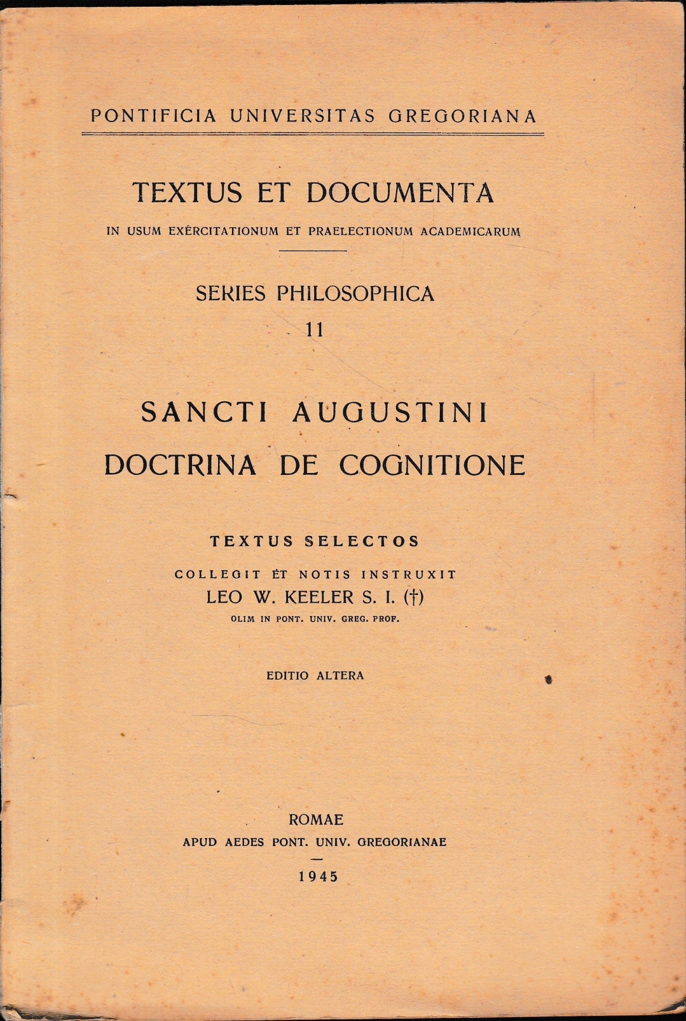 Sancti Augustini doctrina de cognitione - copertina