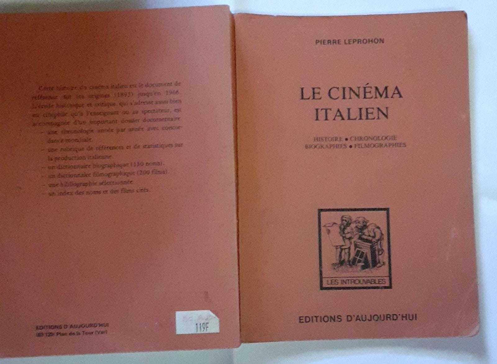 Le cinema italien.  Histoire ,Chronologie, Biographies, Filmographies - copertina