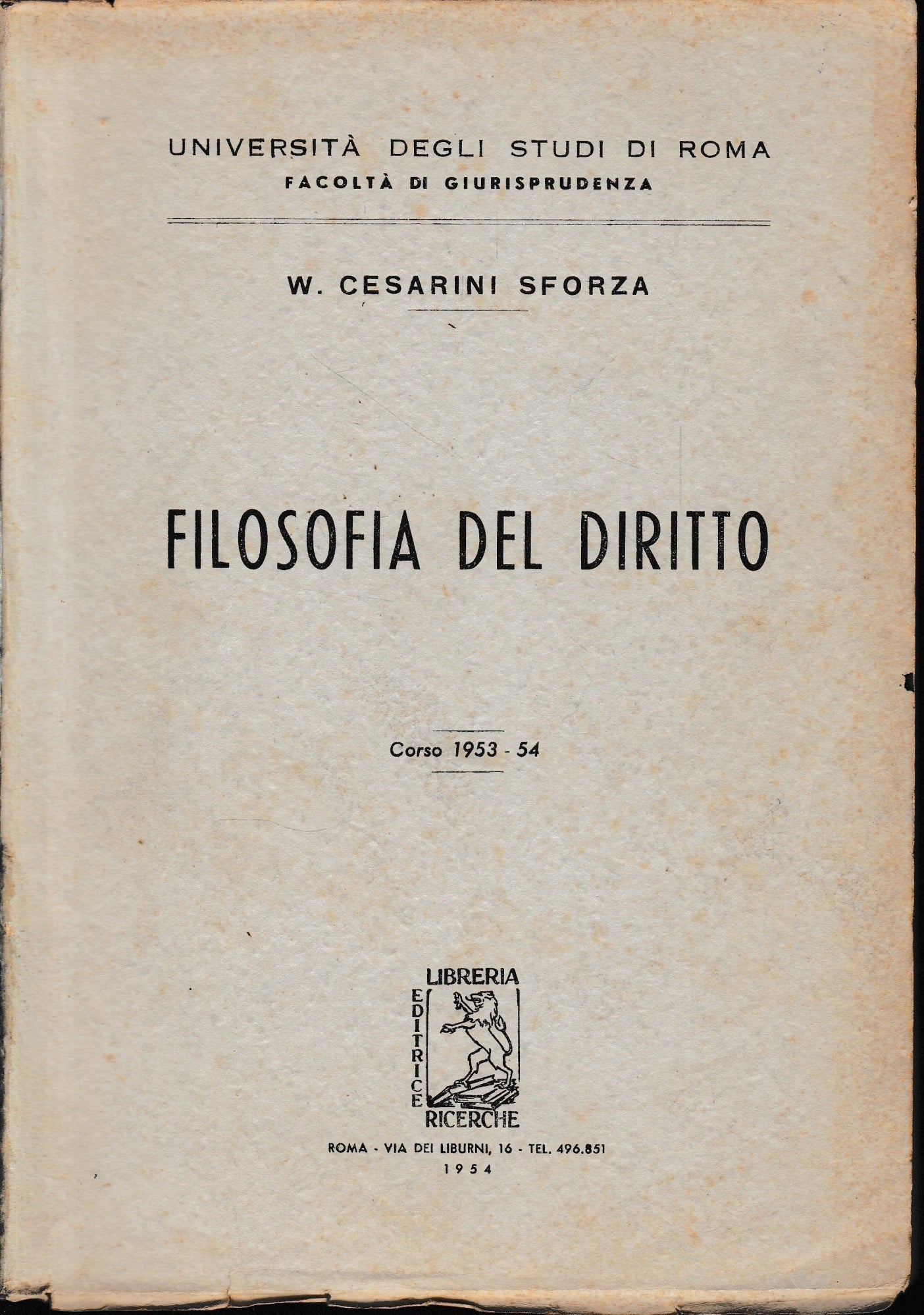 Filosofia del diritto. Corso 1953-54 - copertina