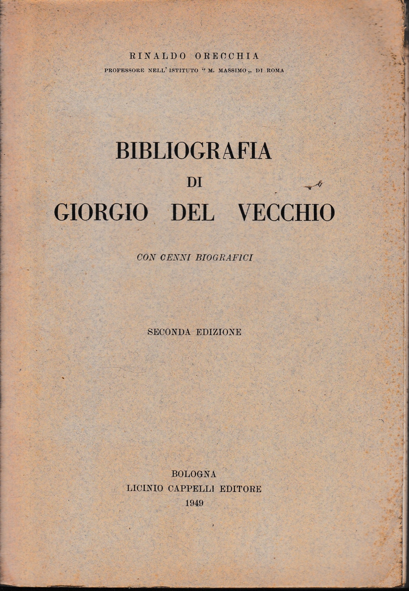 Bibliografia di Giorgio Del Vecchio, con cenni biografici - copertina