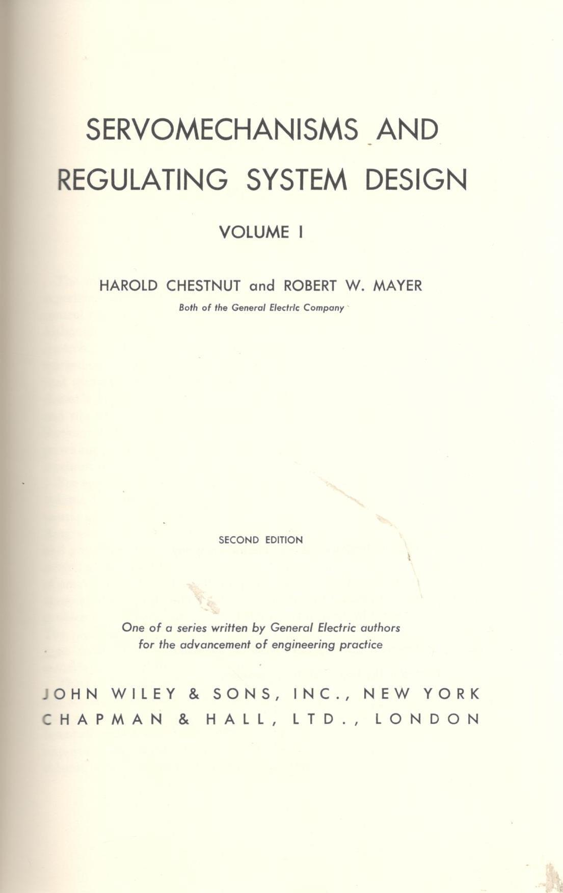 Servomechanisms and regulating system design (volume I) - copertina