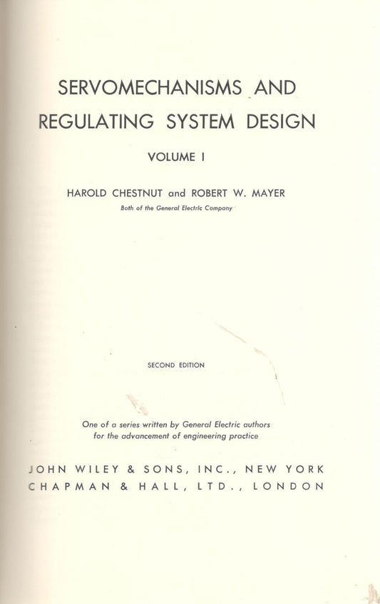 Servomechanisms and regulating system design (volume I) - copertina