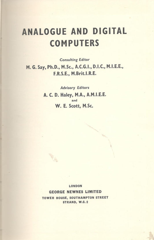 Analogue and digital computers - copertina