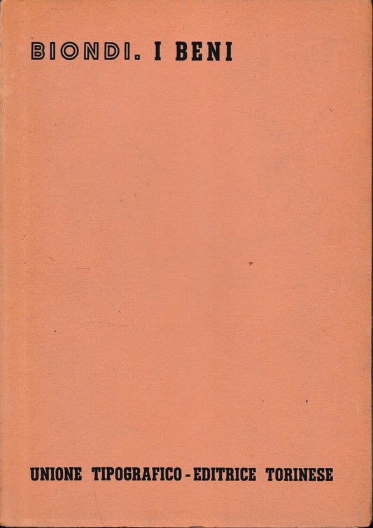 I beni, vol. 4°, tomo I° - copertina