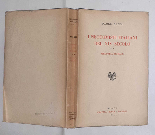 I neotomisti italiani del XIX secolo. Filosofia morale Parte II. - copertina
