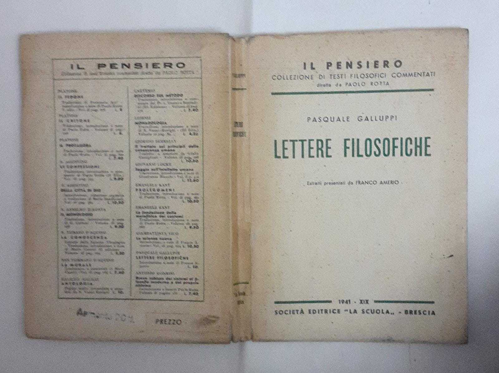 Lettere filosofiche. Estratti presentati da Franco Amerio - copertina