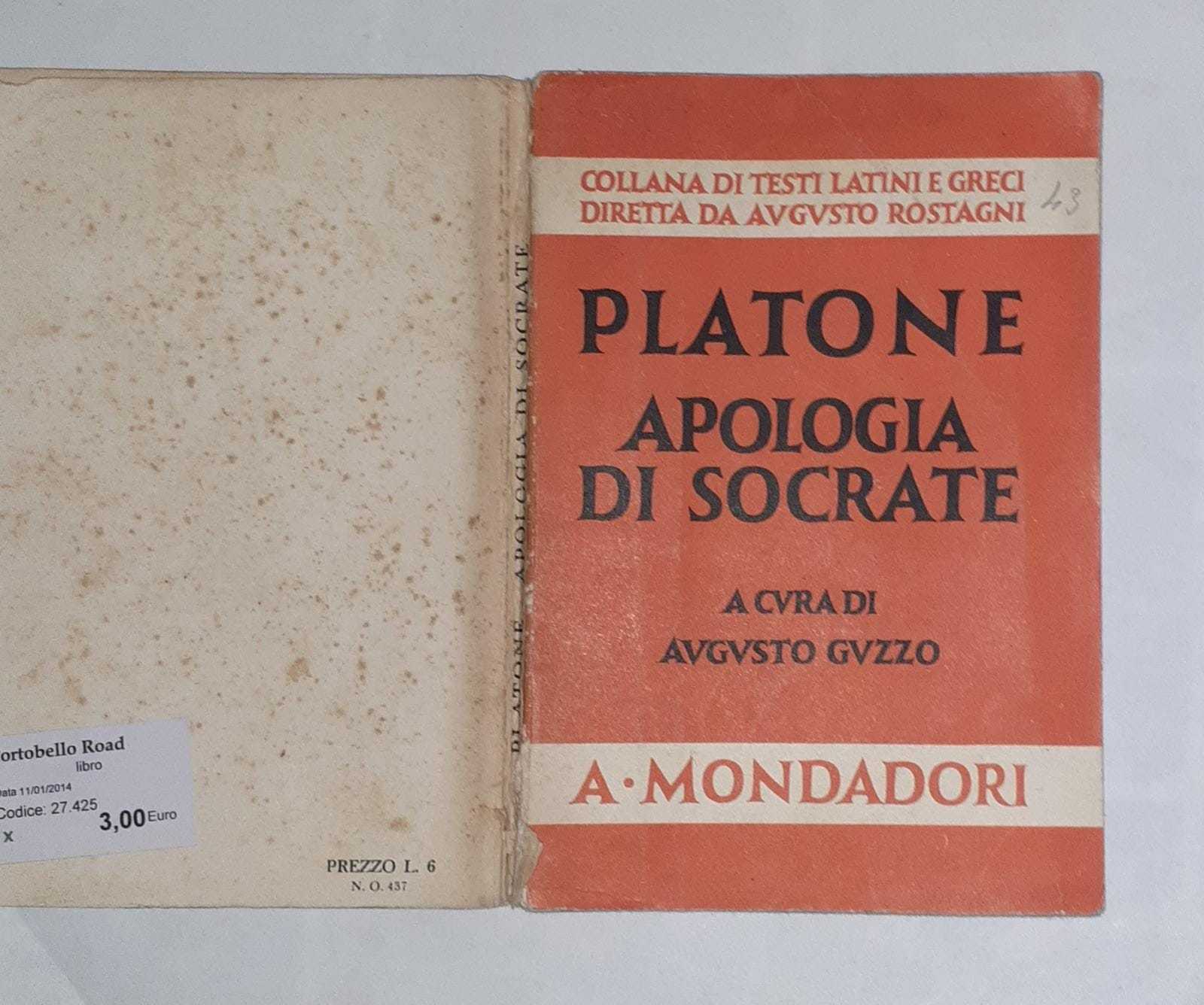 Platone Apologia di Socrate - copertina