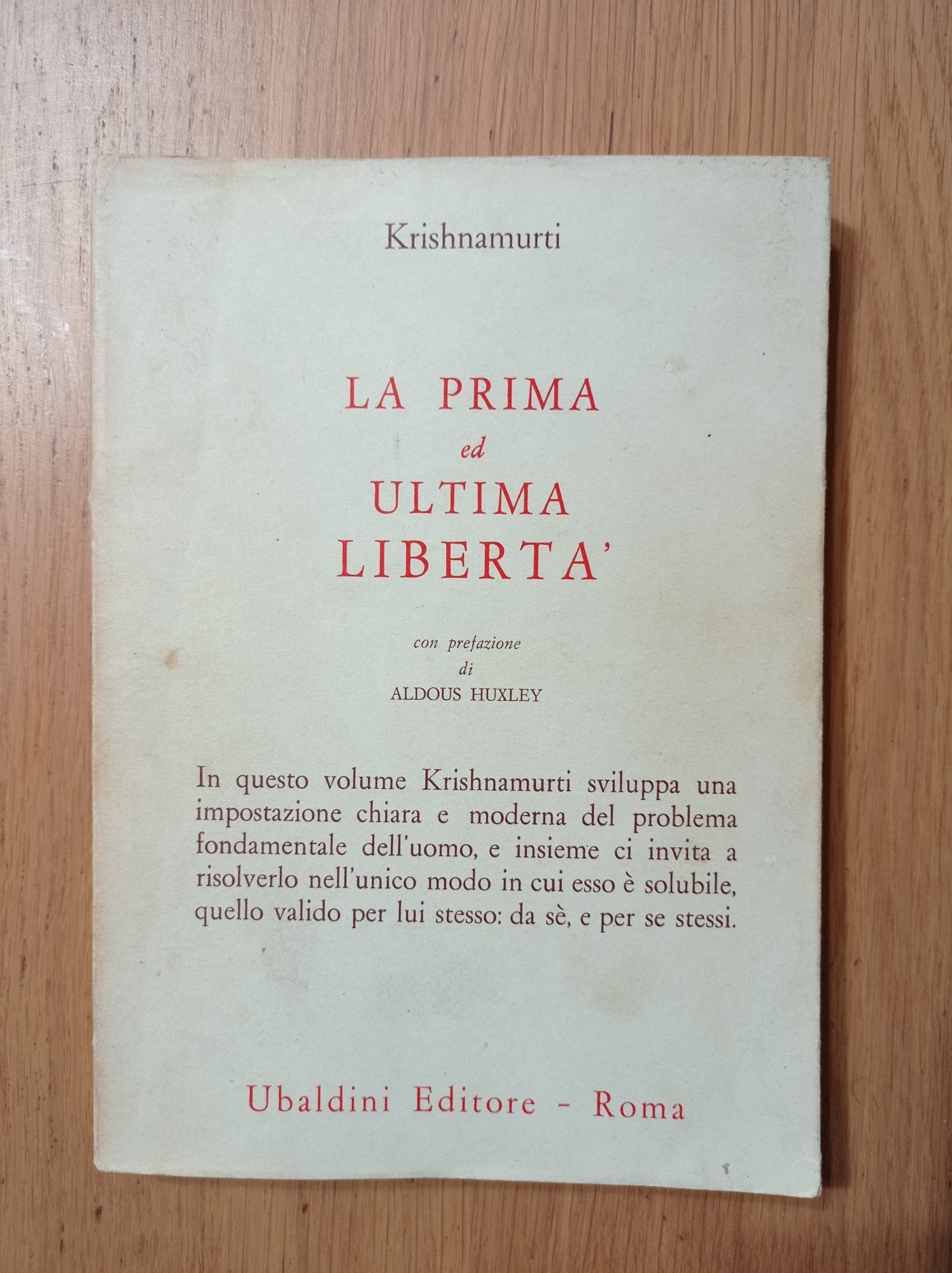 La prima ed ultima libertà - copertina