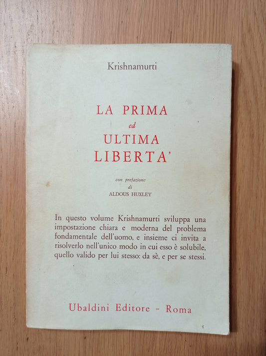 La prima ed ultima libertà - copertina