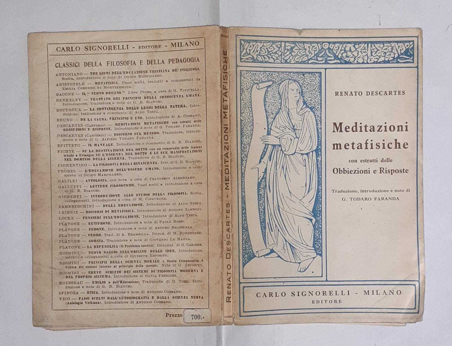 Meditazioni metafisiche con estratti delle Obbiezioni e Risposte - copertina